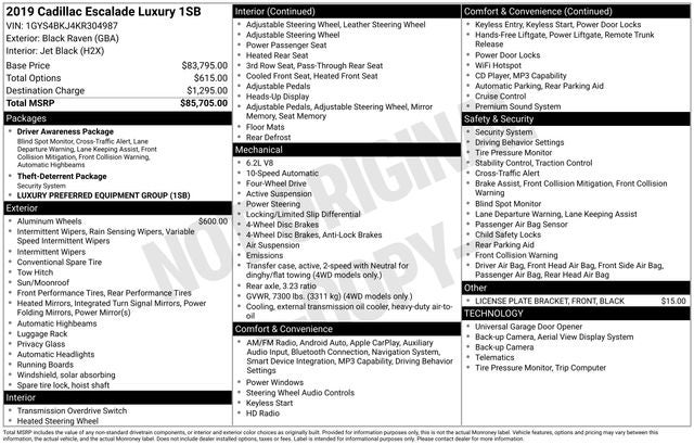 2019 Cadillac Escalade Luxury