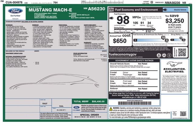 2022 Ford Mustang Mach-E California Route 1