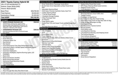 2021 Toyota Camry Hybrid SE