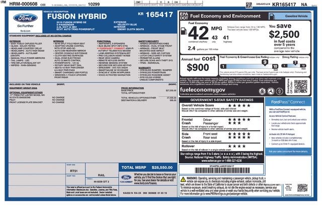 2019 Ford Fusion Hybrid SE