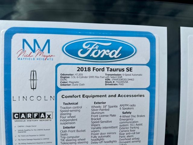2018 Ford Taurus SE