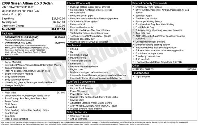 2009 Nissan Altima 2.5 S