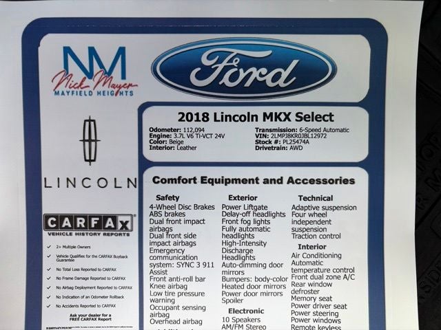 2018 Lincoln MKX Select