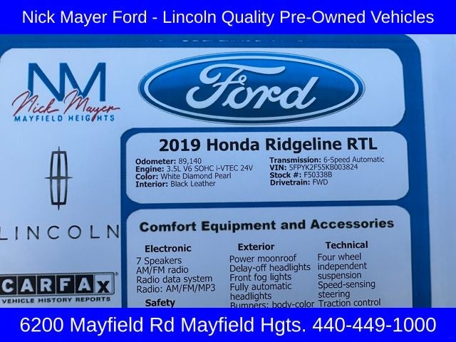 2019 Honda Ridgeline RTL