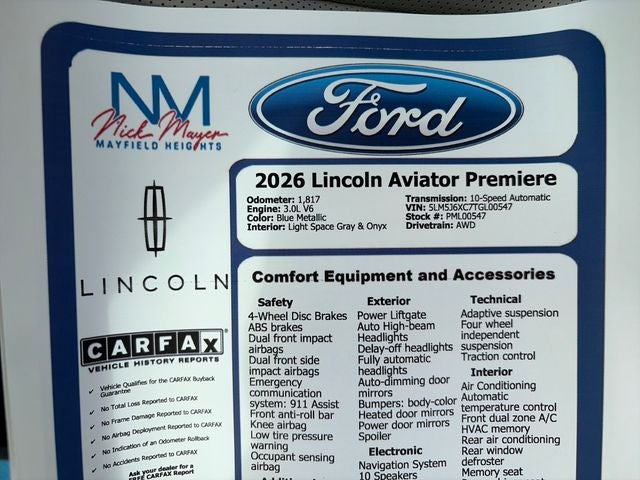 2026 Lincoln Aviator Premiere Premium