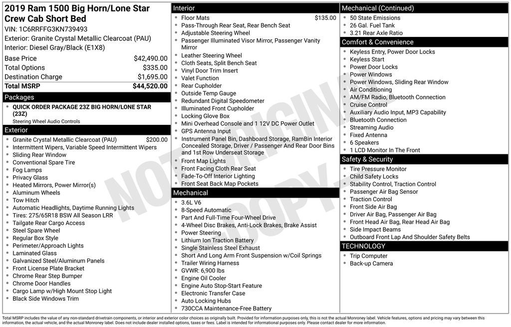 2019 RAM 1500 Big Horn/Lone Star