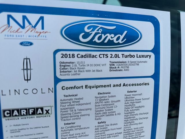 2018 Cadillac CTS 2.0L Turbo Luxury