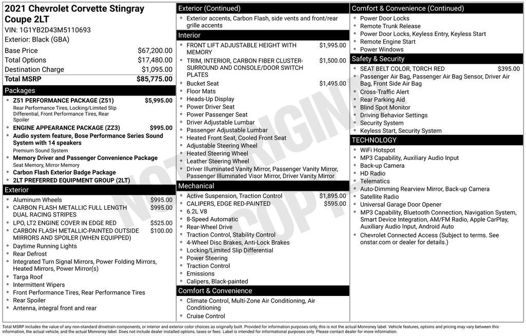 2021 Chevrolet Corvette Stingray 2LT