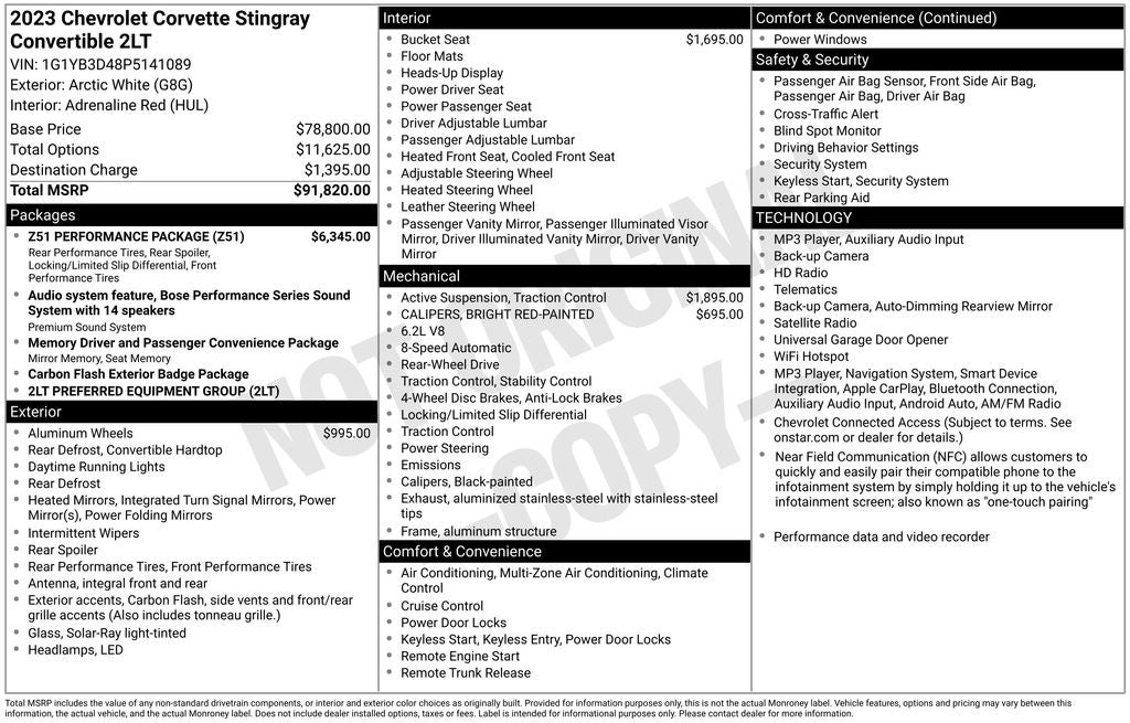 2023 Chevrolet Corvette Stingray 2LT