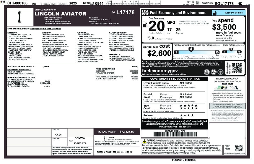 2025 Lincoln Aviator Reserve Premium