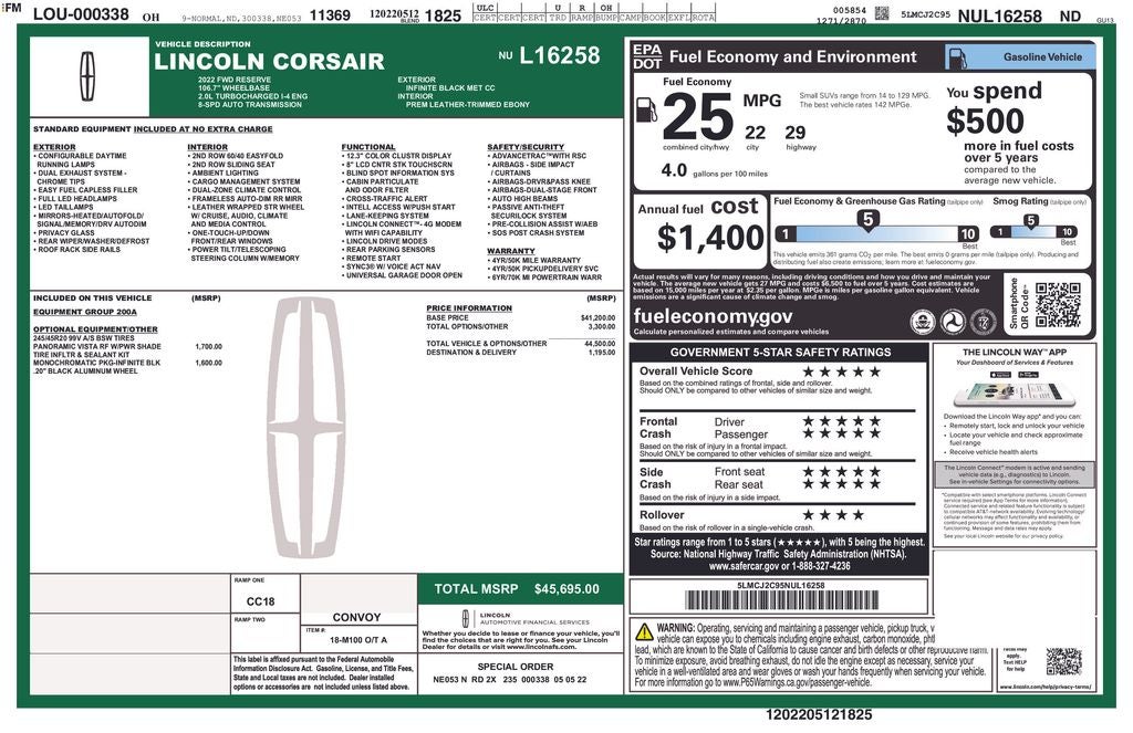 2022 Lincoln Corsair Reserve