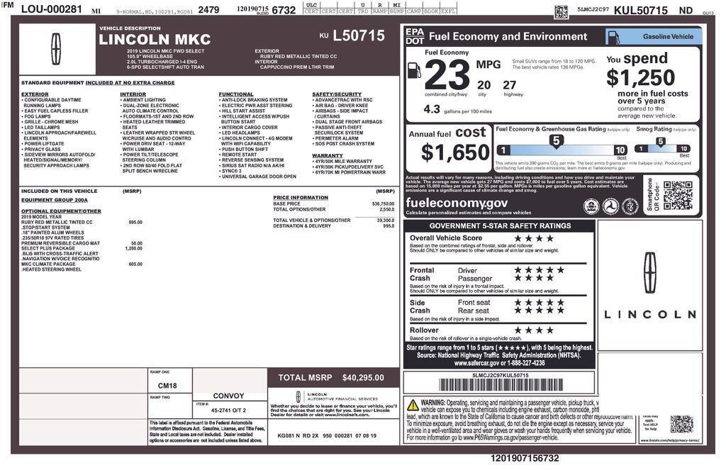 2019 Lincoln MKC Select