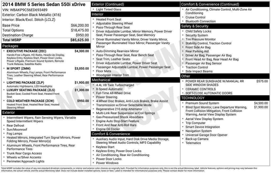 2014 BMW 5 Series 550i xDrive